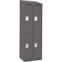 Clean Line Lockers, 2 -tier, Bank of 2, 24" x 18" x 78", Steel, Charcoal, Rivet (Assembled) Auto-Cam