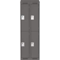 Clean Line Lockers, 2 -tier, Bank of 2, 24" x 18" x 78", Steel, Charcoal, Rivet (Assembled) Auto-Cam