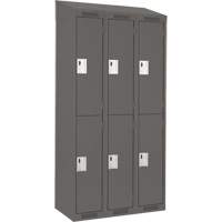 Clean Line Lockers, 2 -tier, Bank of 3, 36" x 18" x 78", Steel, Charcoal, Rivet (Assembled) Auto-Cam