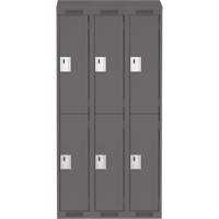 Clean Line Lockers, 2 -tier, Bank of 3, 36" x 18" x 78", Steel, Charcoal, Rivet (Assembled) Auto-Cam