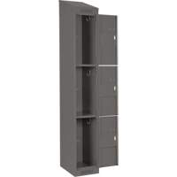 Clean Line Lockers, 3 -tier, Bank of 4, 48" x 18" x 78", Steel, Charcoal, Rivet (Assembled) Auto-Cam