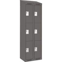 Clean Line Lockers, 3 -tier, Bank of 2, 24" x 18" x 78", Steel, Charcoal, Rivet (Assembled) Auto-Cam