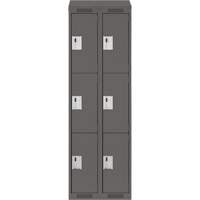 Clean Line Lockers, 3 -tier, Bank of 2, 24" x 18" x 78", Steel, Charcoal, Rivet (Assembled) Auto-Cam