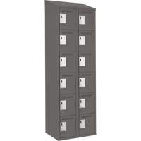 Clean Line Lockerette, 6 -tier, Bank of 2, 24" x 18" x 78", Steel, Charcoal, Rivet (Assembled) Auto-Cam