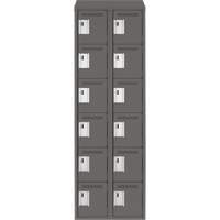 Clean Line Lockerette, 6 -tier, Bank of 2, 24" x 18" x 78", Steel, Charcoal, Rivet (Assembled) Auto-Cam