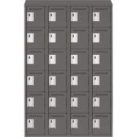 Clean Line Lockerette, 6 -tier, Bank of 4, 48" x 18" x 78", Steel, Charcoal, Rivet (Assembled) Auto-Cam