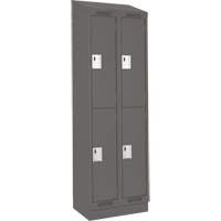 Clean Line Lockers, 2 -tier, Bank of 2, 24" x 18" x 82", Steel, Charcoal, Rivet (Assembled) Auto-Cam