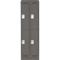 Clean Line Lockers, 2 -tier, Bank of 2, 24" x 18" x 82", Steel, Charcoal, Rivet (Assembled) Auto-Cam