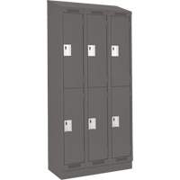 Clean Line Lockers, 2 -tier, Bank of 3, 36" x 18" x 82", Steel, Charcoal, Rivet (Assembled) Auto-Cam
