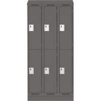 Clean Line Lockers, 2 -tier, Bank of 3, 36" x 18" x 82", Steel, Charcoal, Rivet (Assembled) Auto-Cam
