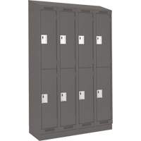 Clean Line Lockers, 2 -tier, Bank of 4, 48" x 18" x 82", Steel, Charcoal, Rivet (Assembled) Auto-Cam