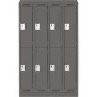 Clean Line Lockers, 2 -tier, Bank of 4, 48" x 18" x 82", Steel, Charcoal, Rivet (Assembled) Auto-Cam