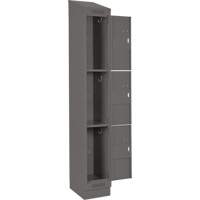 Clean Line Lockers, 3 -tier, Bank of 4, 48" x 18" x 82", Steel, Charcoal, Rivet (Assembled) Auto-Cam