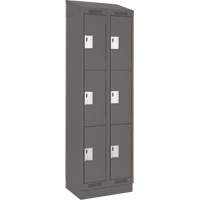 Clean Line Lockers, 3 -tier, Bank of 2, 24" x 18" x 82", Steel, Charcoal, Rivet (Assembled) Auto-Cam