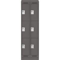 Clean Line Lockers, 3 -tier, Bank of 2, 24" x 18" x 82", Steel, Charcoal, Rivet (Assembled) Auto-Cam