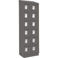 Clean Line Lockerette, 6 -tier, Bank of 2, 24" x 18" x 82", Steel, Charcoal, Rivet (Assembled) Auto-Cam