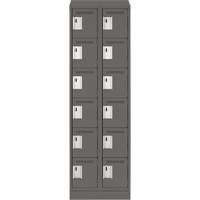 Clean Line Lockerette, 6 -tier, Bank of 2, 24" x 18" x 82", Steel, Charcoal, Rivet (Assembled) Auto-Cam