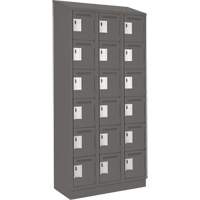 Clean Line Lockerette, 6 -tier, Bank of 3, 36" x 18" x 82", Steel, Charcoal, Rivet (Assembled) Auto-Cam