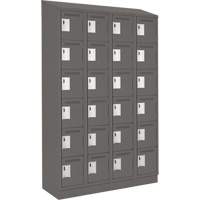Clean Line Lockerette, 6 -tier, Bank of 4, 48" x 18" x 82", Steel, Charcoal, Rivet (Assembled) Auto-Cam