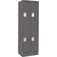 Clean Line Lockers, 2 -tier, Bank of 2, 24" x 18" x 76", Steel, Charcoal, Rivet (Assembled) Auto-Cam