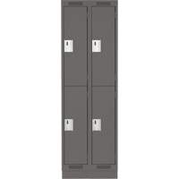 Clean Line Lockers, 2 -tier, Bank of 2, 24" x 18" x 76", Steel, Charcoal, Rivet (Assembled) Auto-Cam