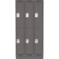 Clean Line Lockers, 2 -tier, Bank of 3, 36" x 18" x 76", Steel, Charcoal, Rivet (Assembled) Auto-Cam
