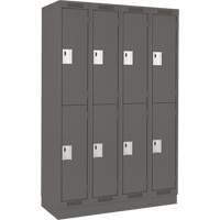 Clean Line Lockers, 2 -tier, Bank of 4, 48" x 18" x 76", Steel, Charcoal, Rivet (Assembled) Auto-Cam