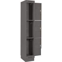 Clean Line Lockers, 3 -tier, Bank of 4, 48" x 18" x 76", Steel, Charcoal, Rivet (Assembled) Auto-Cam
