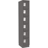 Clean Line Lockerette, 6 -tier, 12" x 18" x 76", Steel, Charcoal, Rivet (Assembled) Auto-Cam