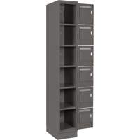 Clean Line Lockerette, 6 -tier, Bank of 4, 48" x 18" x 76", Steel, Charcoal, Rivet (Assembled) Auto-Cam