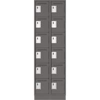 Clean Line Lockerette, 6 -tier, Bank of 2, 24" x 18" x 76", Steel, Charcoal, Rivet (Assembled) Auto-Cam