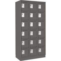 Clean Line Lockerette, 6 -tier, Bank of 3, 36" x 18" x 76", Steel, Charcoal, Rivet (Assembled) Auto-Cam