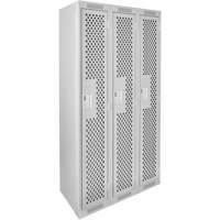 Clean Line Lockers, Bank of 3, 36" x 12" x 72", Steel, Grey, Rivet (Assembled), Perforated Auto-Cam