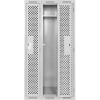 Clean Line Lockers, Bank of 3, 36" x 12" x 72", Steel, Grey, Rivet (Assembled), Perforated Auto-Cam