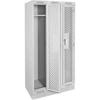 Clean Line Lockers, Bank of 3, 36" x 12" x 76", Steel, Grey, Rivet (Assembled), Perforated Auto-Cam