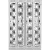 Clean Line Lockers, Bank of 4, 48" x 12" x 76", Steel, Grey, Rivet (Assembled), Perforated Auto-Cam