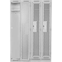 Clean Line Lockers, Bank of 4, 48" x 12" x 76", Steel, Grey, Rivet (Assembled), Perforated Auto-Cam