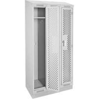 Clean Line Lockers, Bank of 3, 36" x 18" x 82", Steel, Grey, Rivet (Assembled), Perforated Auto-Cam