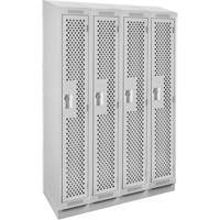 Clean Line Lockers, Bank of 4, 48" x 18" x 82", Steel, Grey, Rivet (Assembled), Perforated Auto-Cam