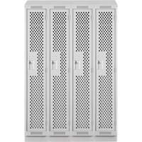 Clean Line Lockers, Bank of 4, 48" x 18" x 82", Steel, Grey, Rivet (Assembled), Perforated Auto-Cam