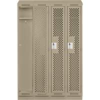 Clean Line Lockers, Bank of 4, 48" x 18" x 82", Steel, Grey, Rivet (Assembled), Perforated Auto-Cam