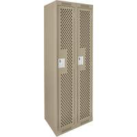 Clean Line Lockers, Bank of 2, 24" x 12" x 72", Steel, Beige, Rivet (Assembled), Perforated Auto-Cam
