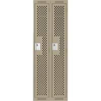 Clean Line Lockers, Bank of 2, 24" x 12" x 72", Steel, Beige, Rivet (Assembled), Perforated Auto-Cam