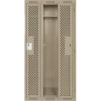 Clean Line Lockers, Bank of 3, 36" x 12" x 72", Steel, Beige, Rivet (Assembled), Perforated Auto-Cam
