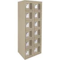 Assembled Lockerettes Clean Line Perforated Economy Lockers, 6 -tier, Bank of 2, 18" x 72" x 12", Steel Auto-Cam