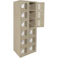 Assembled Lockerettes Clean Line Perforated Economy Lockers, 6 -tier, Bank of 2, 18" x 72" x 12", Steel Auto-Cam