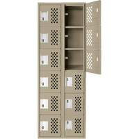 Assembled Lockerettes Clean Line Perforated Economy Lockers, 6 -tier, Bank of 2, 18" x 72" x 12", Steel Auto-Cam