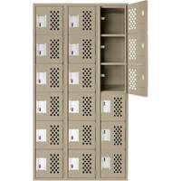 Assembled Lockerettes Clean Line Perforated Economy Lockers, 6 -tier, Bank of 3, 18" x 72" x 12", Steel Auto-Cam