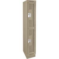 Clean Line Lockers, 2 -tier, 12" x 12" x 76", Steel, Beige, Rivet (Assembled), Perforated Auto-Cam