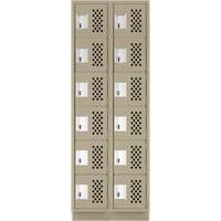 Assembled Lockerettes Clean Line Perforated Economy Lockers, 6 -tier, Bank of 2, 18" x 72" x 12", Steel Auto-Cam